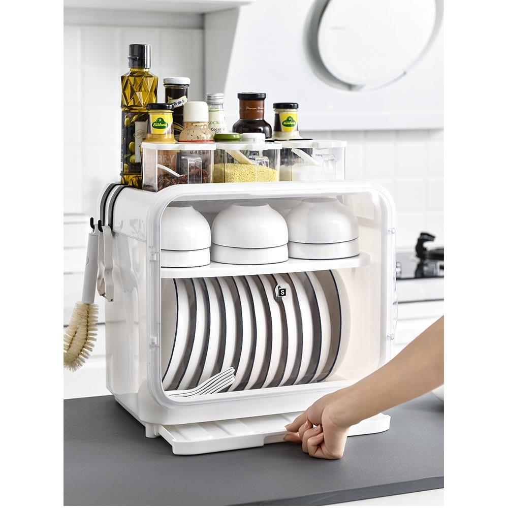 改装育雏保温箱家用碗柜厨房碗筷收纳盒带盖装碗碟盘沥水碗收纳架