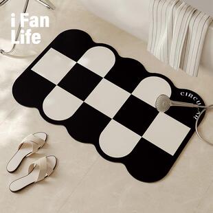 范店黑白地垫浴室速干化妆室门口脚垫子吸水防滑洗手间厕所小地毯