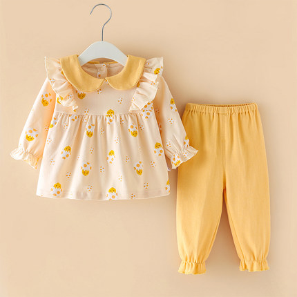 婴儿衣服秋季两件套0-5岁秋衣装a类洋气分体女宝宝秋天一岁小童春