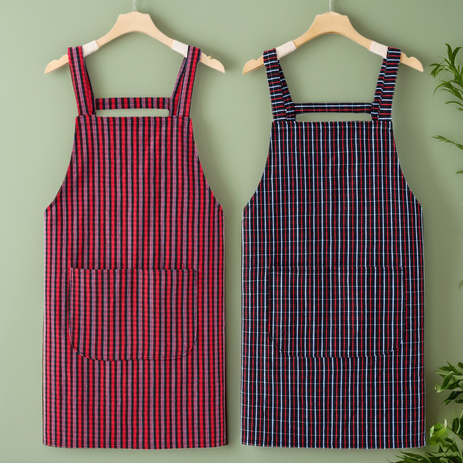 中式老粗布围裙厨房家用女士工作服餐饮上班专用撸猫2025新款做饭