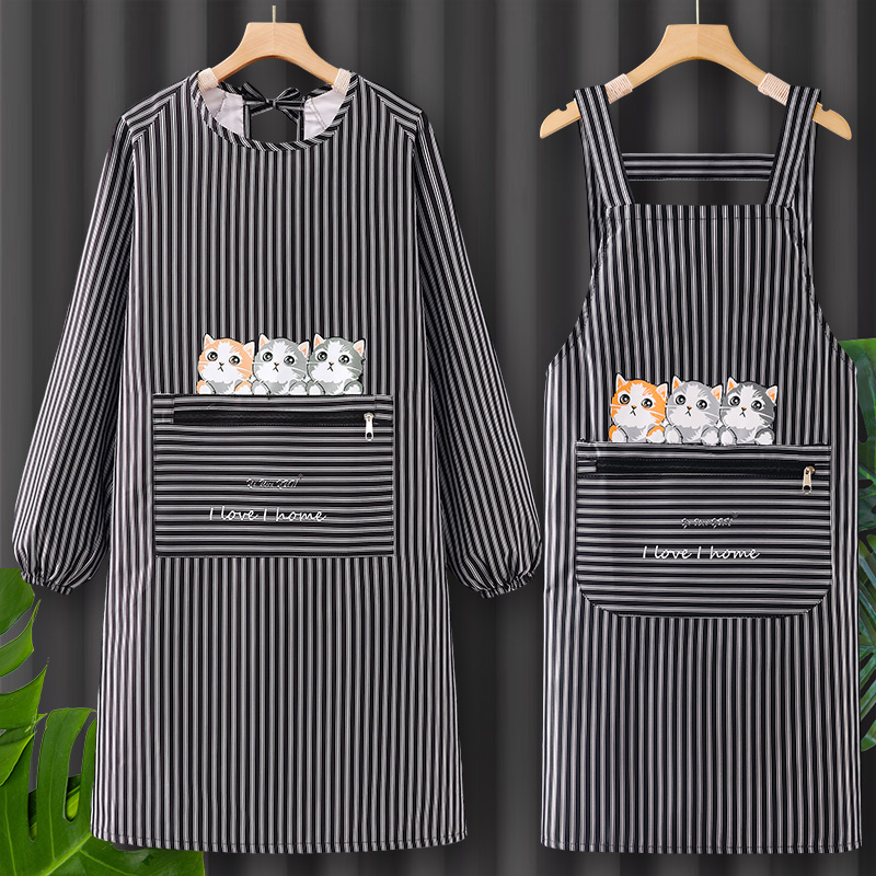 长袖罩衣防水防油围裙工作服女