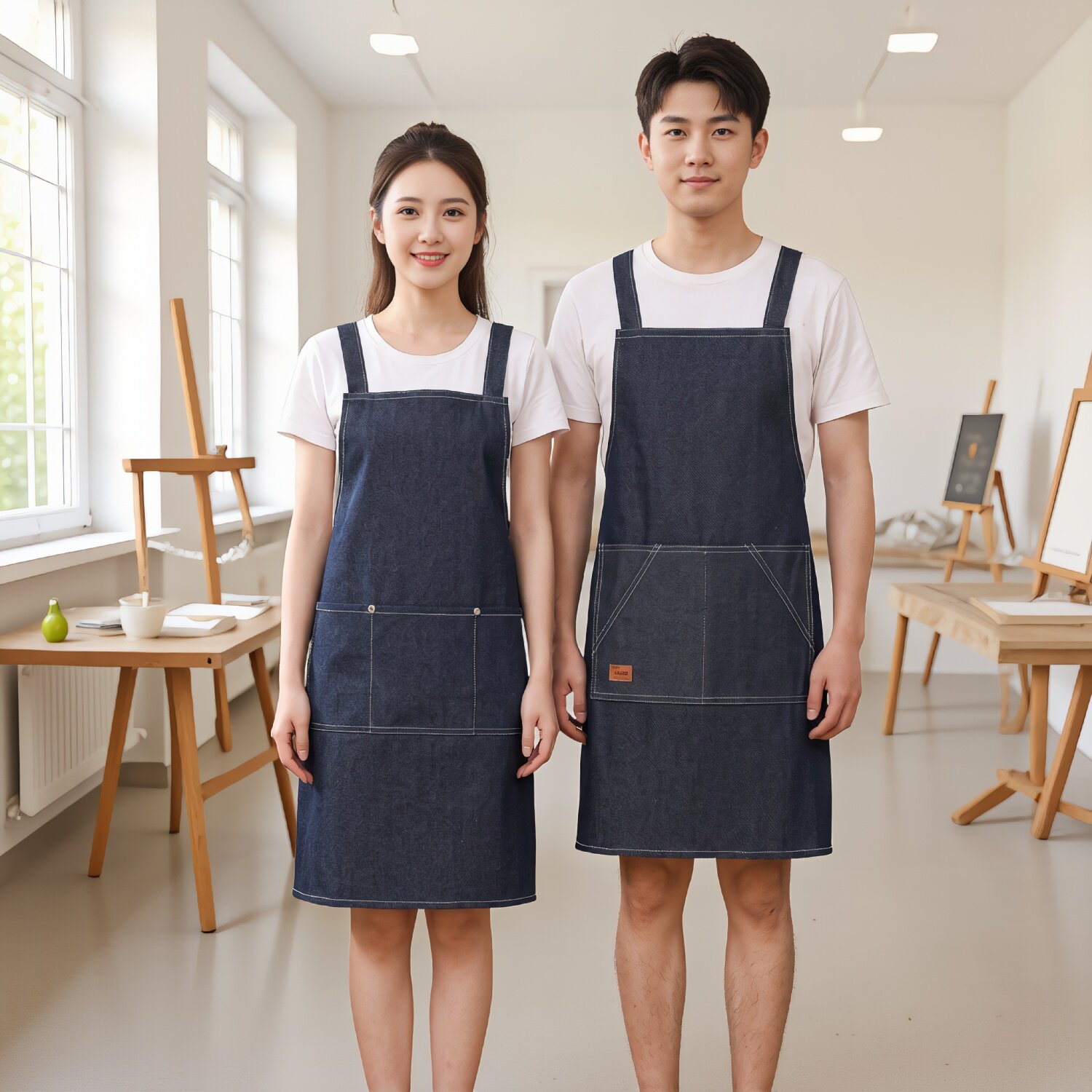 牛仔布背带透气耐磨厨房围裙