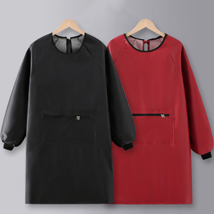 pu围裙防水防油长袖 网红工作服定制印字男 家用厨房女罩衣2025新款