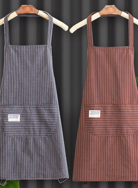 夏季纯棉围裙厨房家用2026新款时尚做饭网红餐饮专用防水质量好的