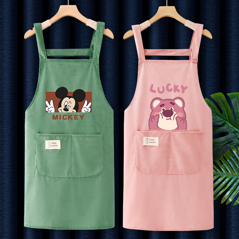 灯芯绒围裙2025新款网红秋冬家用厨房薄款透气餐饮专用工作服女士