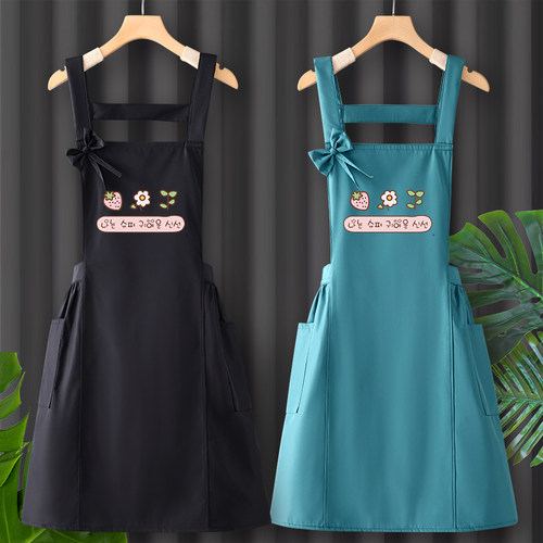 可定制logo印字防水围裙工作服女