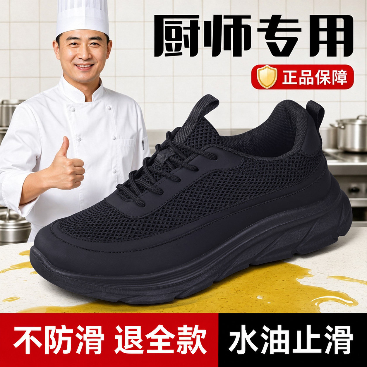 厨师专用防滑秋冬工作鞋男软底鞋