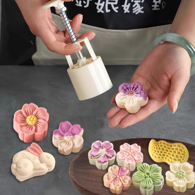 月饼模具新款手压式家用中秋做广式克按压磨具模商用大花式点心
