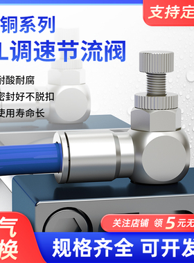 全铜SL气缸节流阀调速阀SL4-M5 6-01 8-02气管快插接头耐高温腐蚀