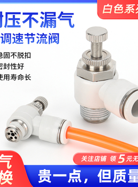 m5调速节流阀SL6-01 8-02/03气动快速接头调速阀气缸调节快插接头