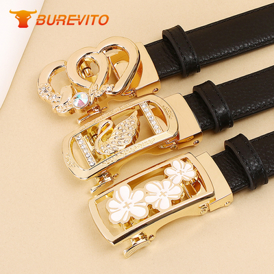 女士头层牛皮自动皮带