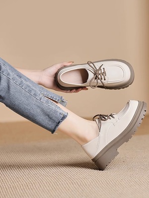 英伦小皮鞋女2025新款深口粗跟