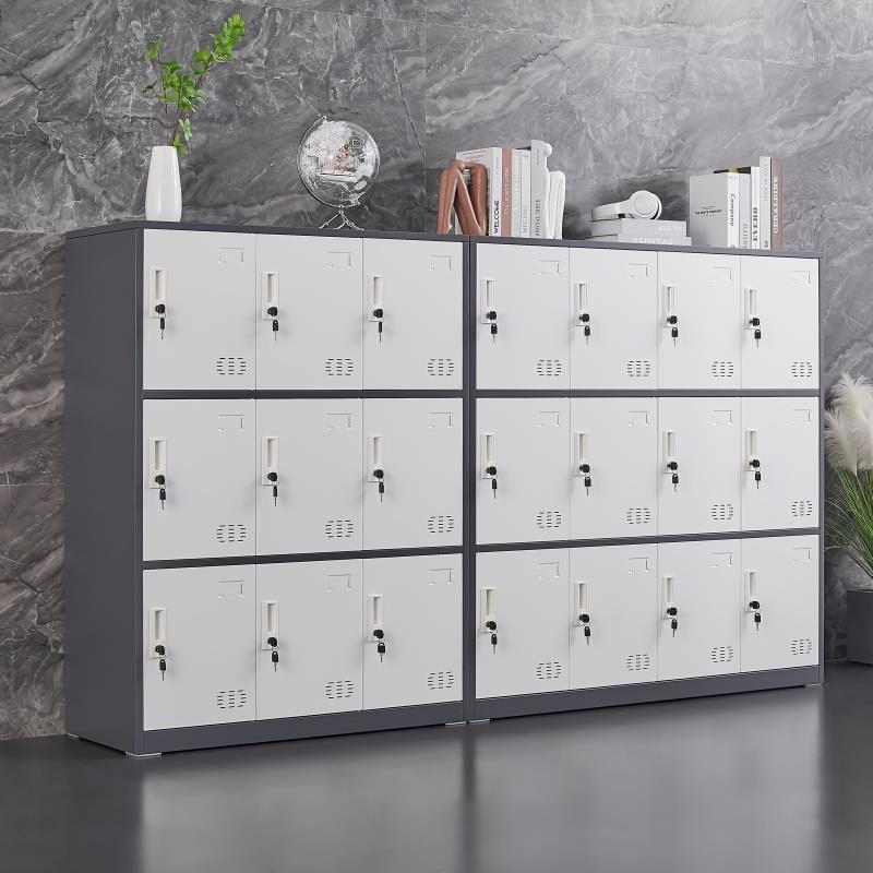 9U学生书包柜1.2米铁皮员工更衣柜带锁储物柜健身房舞蹈教室存放