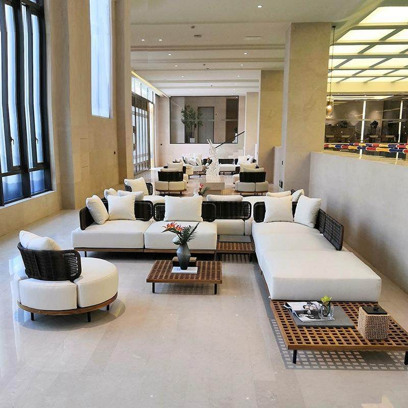 户外柚木沙发组合酒店民宿庭院别墅花园室外阳光样板房铝合金沙发,商业/办公家具,商用藤编家具,淘宝优惠券,粉丝福利购,淘宝优惠卷