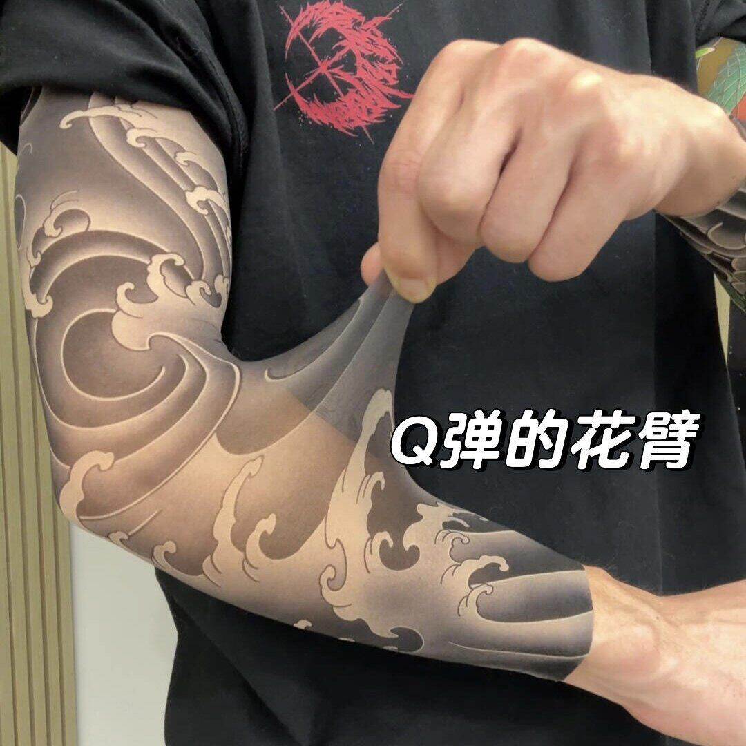 花臂冰袖无痕超薄纹身袖套男士防晒套袖刺青骑行护臂袖子开车手套