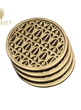 L'OBJET 欧洲进口Venise威尼斯杯垫(4件)24K镀金欧式艺术创意杯垫