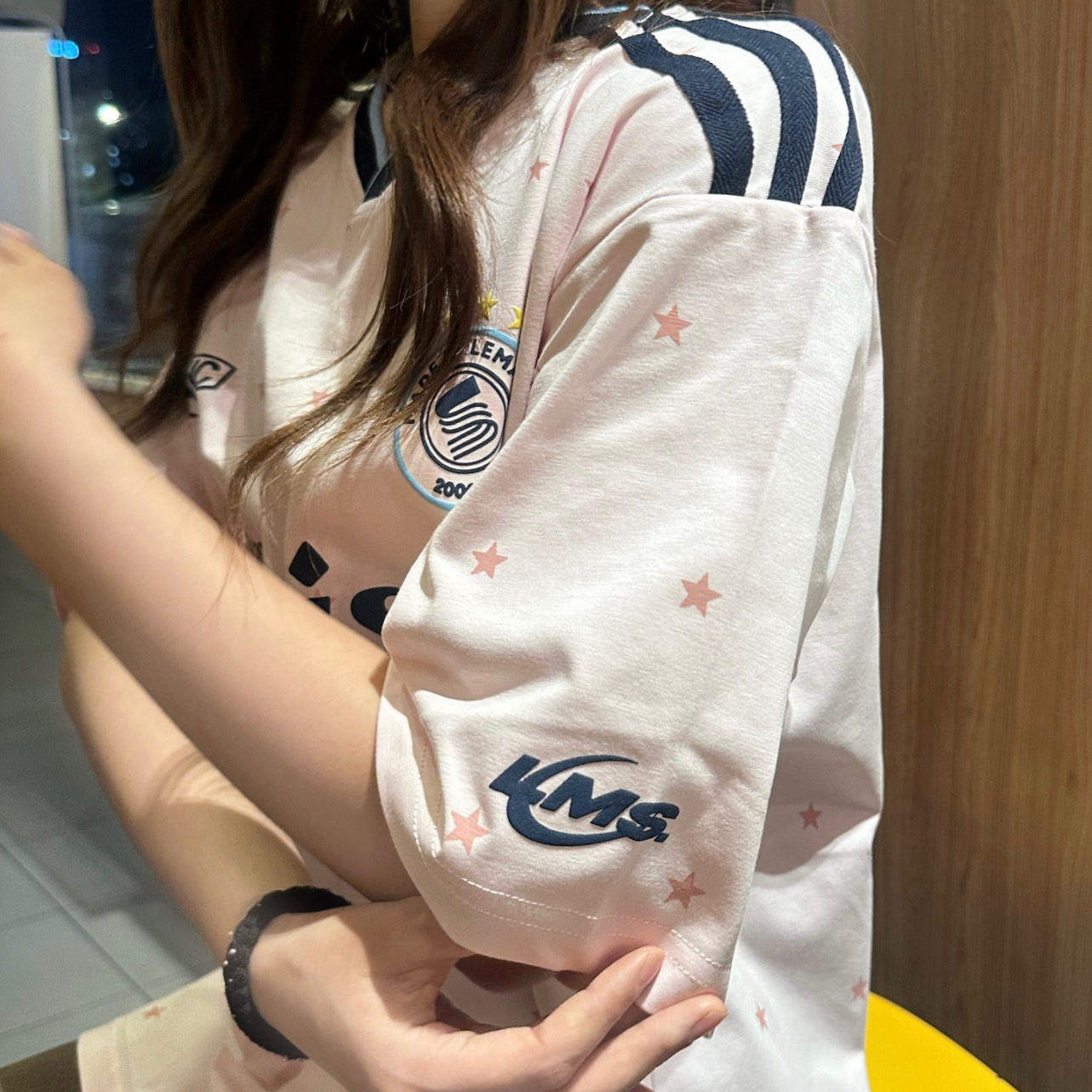 美式潮牌粉色球衣满印星