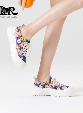 ILR因爱乐诗松糕底花卉板鞋女增高轻便软底时尚百搭运动休闲鞋