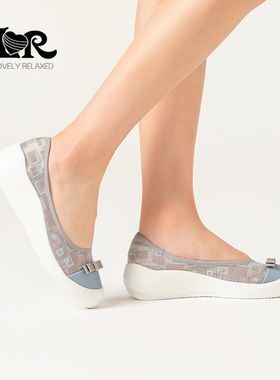 ILR因爱乐诗网纱透气浅口单鞋女厚底坡跟温柔风秀气浅口软底女鞋