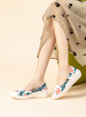 ILR因爱乐诗蝴蝶结花卉浅口单鞋女软底一脚蹬新款百搭舒适平底鞋