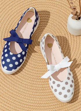 ILR因爱乐诗时尚波点绑带软底浅口单鞋女一脚蹬懒人舒适平底女鞋