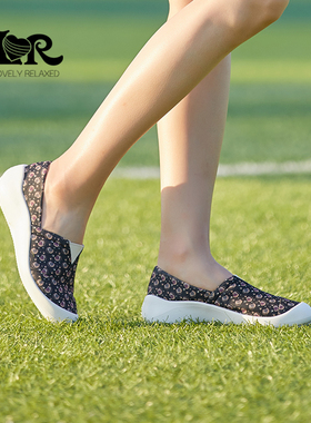 ILR因爱乐诗百搭时尚彩绘渔夫鞋女轻盈软底坡跟一脚蹬舒适休闲鞋