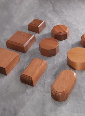 实木摆件长方形托 托架胸像底座佛像印章石头茶壶奇石简约沙比利