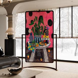 马蒂斯多巴胺小众高级感屏风隔断客厅饭厅装 饰家用遮挡可移动座屏