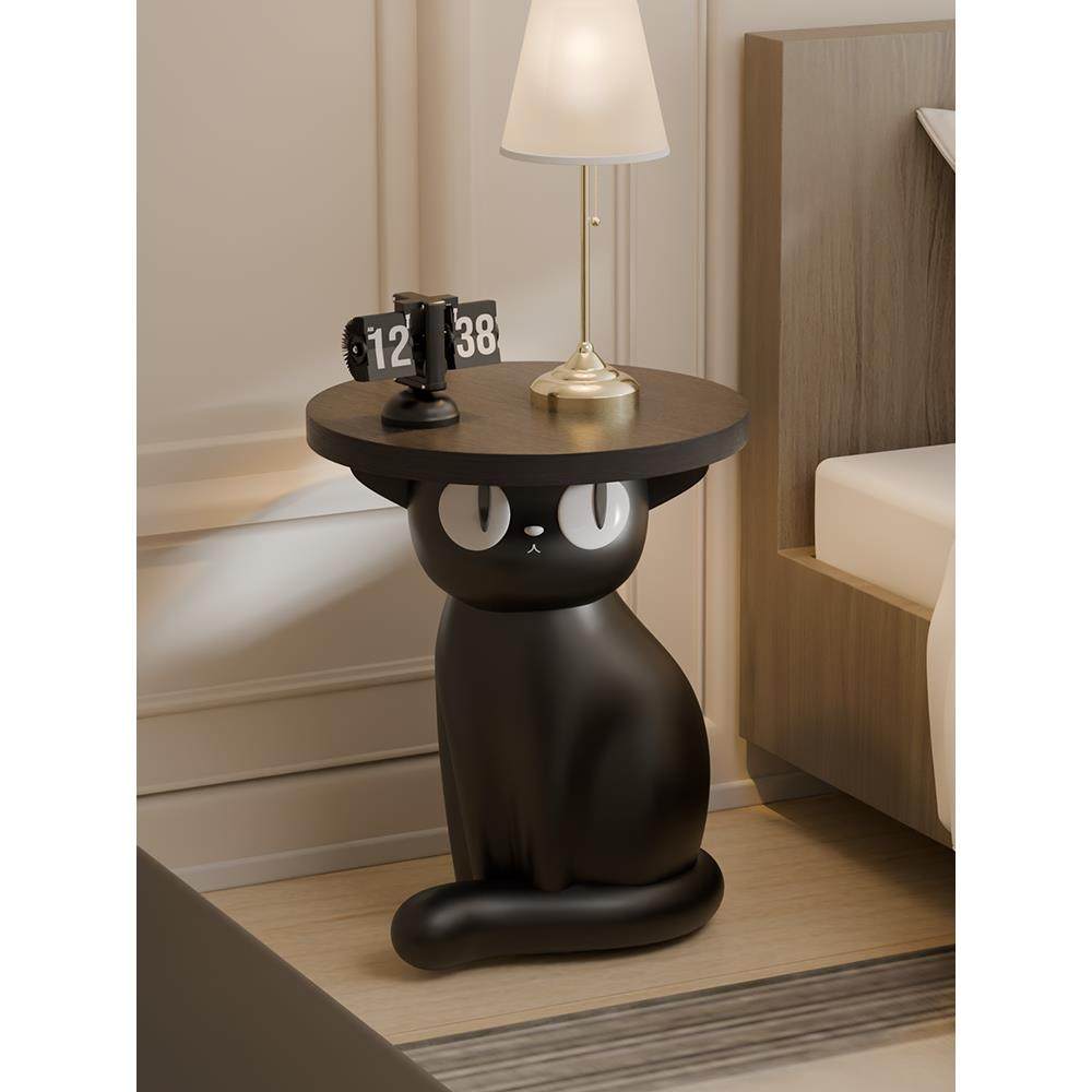 客厅黑猫茶几装饰落地摆件家居客厅电视柜边几玄关床头柜置物架