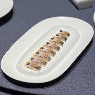 酒店中厨餐具长方特色冷菜创意盘子旦形纯白会所意境盘中式展示盘