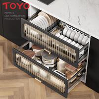TOYO統(tǒng)用系列拉籃廚房櫥柜抽屜式304不銹鋼碗碟碗架雙層碗籃
