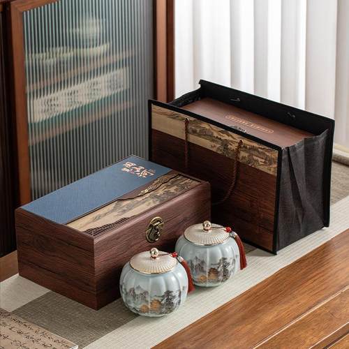 陶瓷新款中式茶叶罐包装盒空礼盒装高档空盒子普洱黑茶一斤装定制