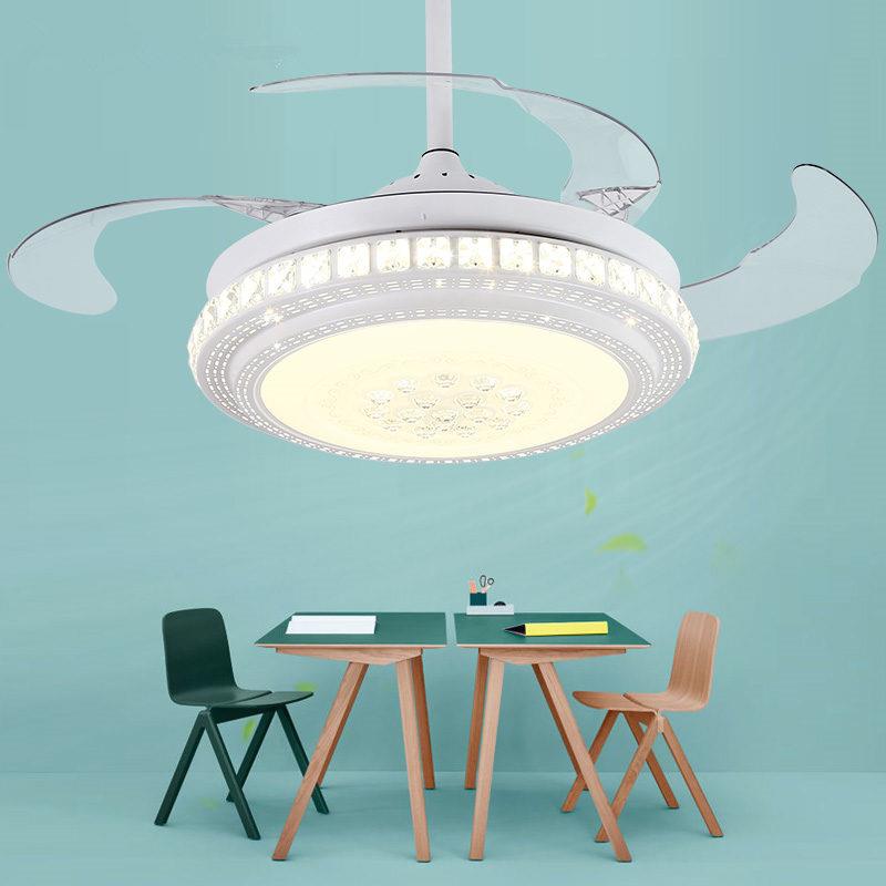 现代简约隐形吊扇灯饭厅吊扇灯静音家用遥控风扇吊灯LED