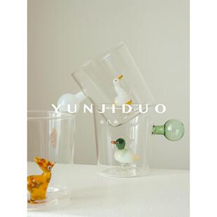云几朵 鸭子耶诞树耐麋鹿热玻璃咖啡水杯质感礼物办公室果汁清新