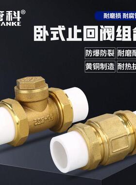 全铜4点20Ppr双联止回阀6点单向止回阀水平自来水热熔水仪表阀