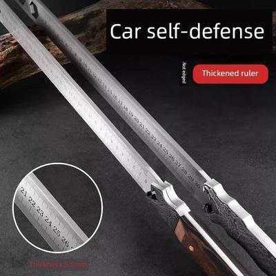 龙泉锻打钢尺高性能戒尺淬火锻造不锈钢直尺加厚测量防卫车载防身