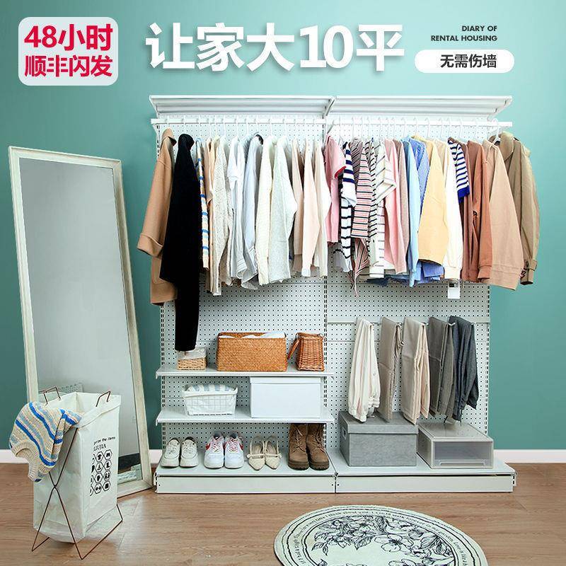 开放式衣柜网红少女家用衣帽间卧室简易简约分层经济型开放衣帽架