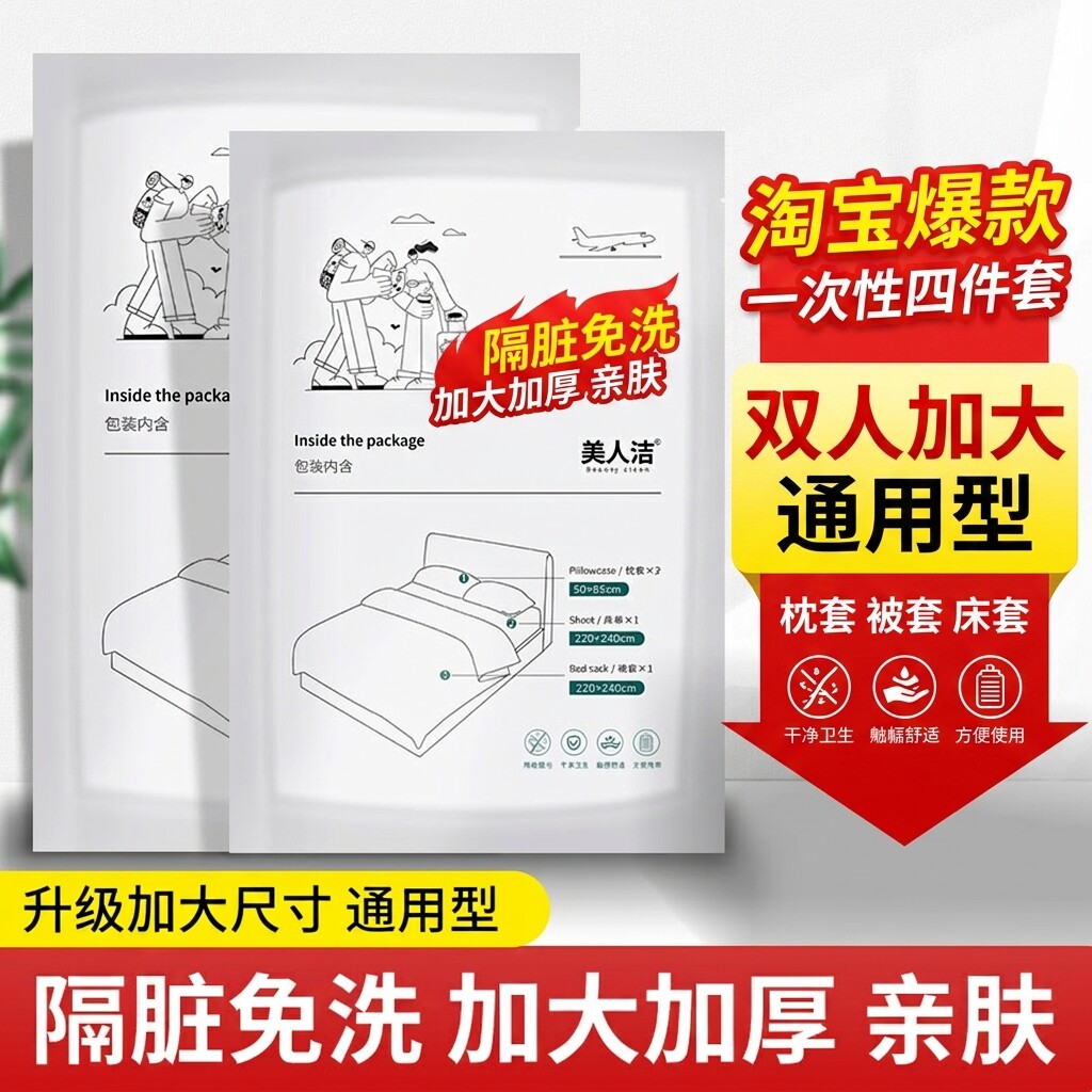一次性床品四件套印花被套酒店