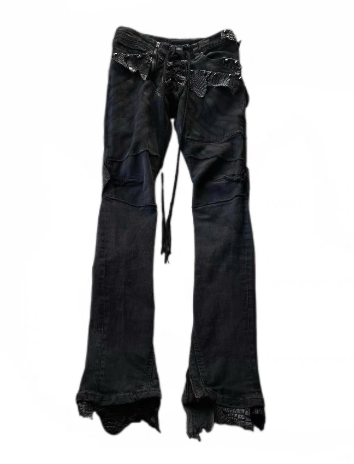 thumbnail for Ifsixwasnine leather custom laceup pant crocodile leather, snake skin strappy pants