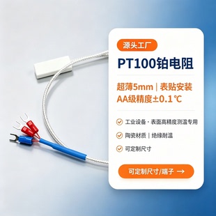 PT100陶瓷贴片式温度传感器超薄20x9x5mm工业设备表面测温可定制