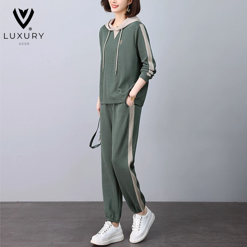 时尚运动休闲套装女2025新款春装搭配一整套小个子女士卫衣两件套