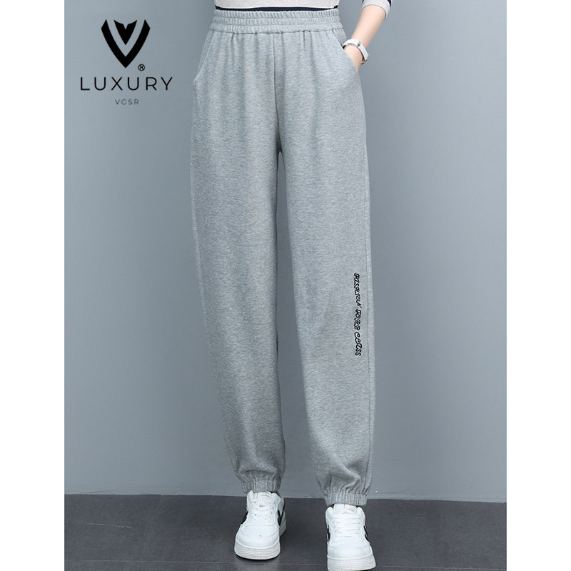 休闲裤女2026新款春秋灰色加绒百搭显瘦时尚哈伦宽松束脚运动卫裤