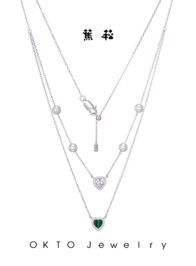 蕉菘OKTO饰品 【宠爱之心】925银孔雀石复古项链高级感锁骨链女