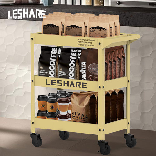 LESHARE小推车置物架手推车咖啡厅画室绿植收纳层架移动三层工具