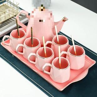 茶杯家用轻奢水杯茶壶花陶瓷水具杯具客厅礼品 北欧泡茶具杯子套装
