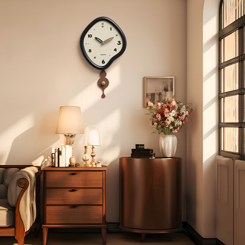 WOZOOM屋准免打孔挂钟客厅钟表高级感2024新款创意简约挂墙时钟