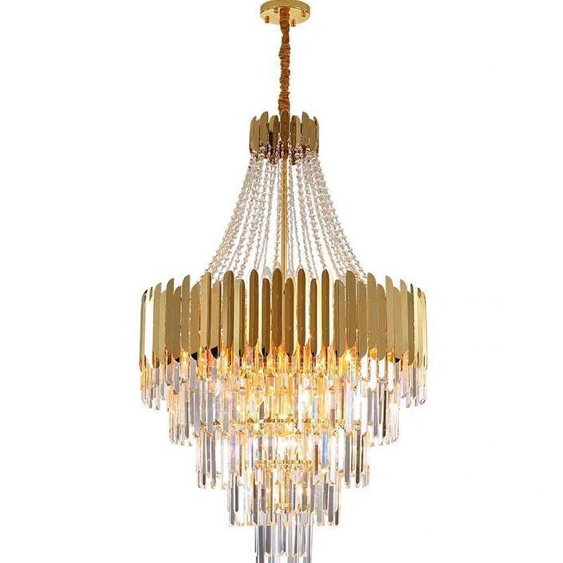 复式楼大吊灯别墅客厅灯楼中楼挑空简约后现代轻奢中空水晶长吊灯