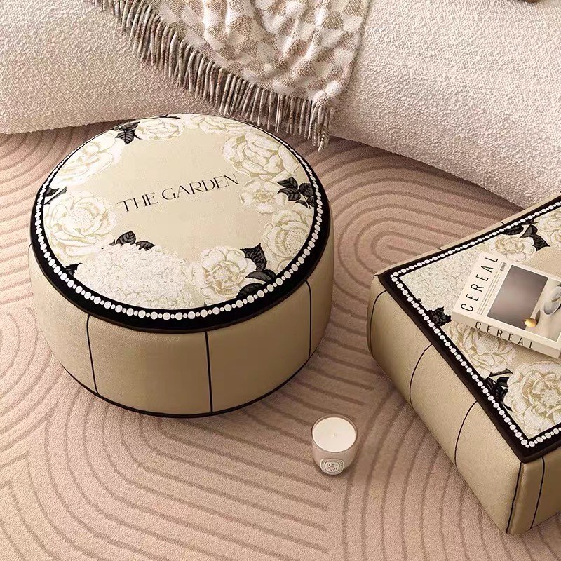 美式复古客厅坐墩地上坐垫地毯看书蒲团沙发脚踏榻榻米懒人小凳子