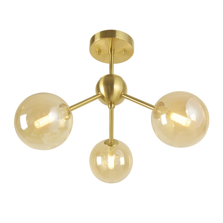 北欧艺术三头玻璃圆球吸顶灯温馨卧室客厅餐厅设计师led圆形灯具