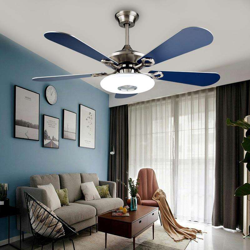 地中海北欧餐厅家用吊扇灯简约美式现代客厅卧室静音风扇木叶吊灯